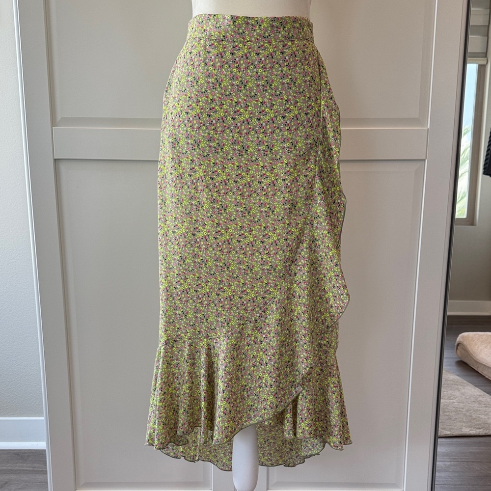 Floral Ruffle Midi Skirt